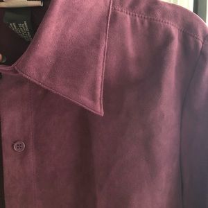 Purple suede buttons up blouse